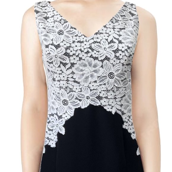 NEW Ralph Lauren Black & White Lace Sheath Dress- Elegant Evening Cocktail, Sz 4 - Picture 5 of 16